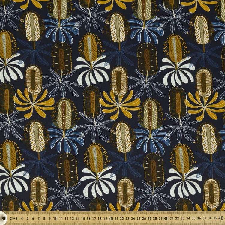 Cotton Drill Fabric JP Banksia Navy 50x55cm FQ