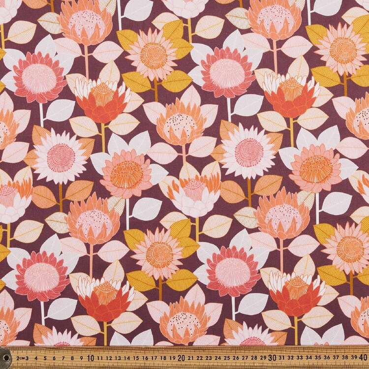 Cotton Drill Fabric JP King Protea Dark 50x55cm FQ