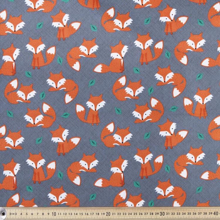 Cotton Poplin Fabric Little Fox 50x55cm Fat Quarter (FQ)