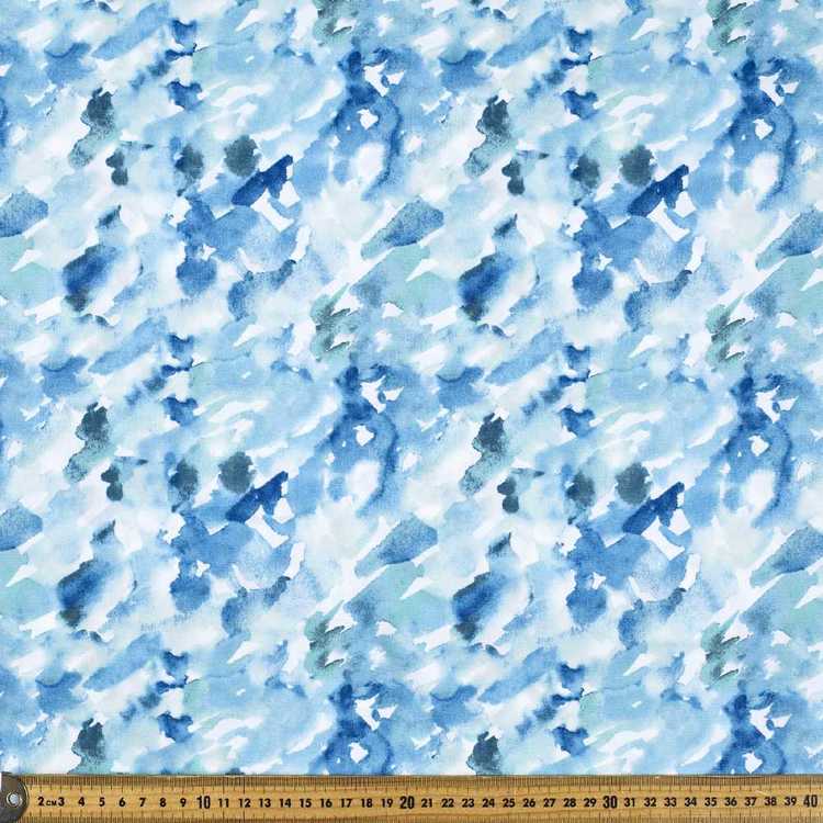 Cotton Poplin Fabric Watercolour Blue 50x55cm FQ