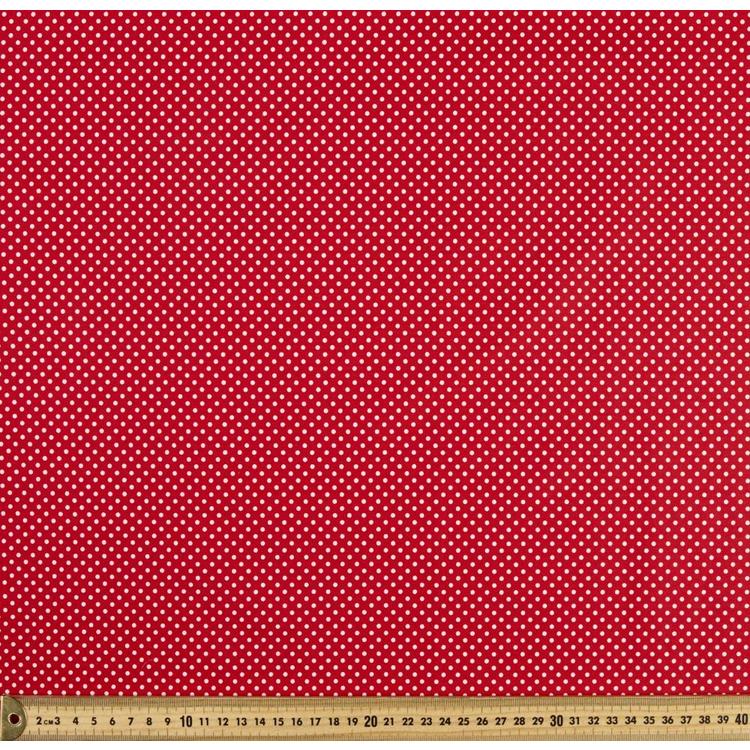 Cotton Poplin Fabric Polka Dots Red 50x55cm FQ